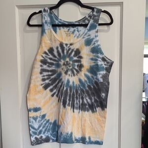 Paperbacks Spiral Tie-Dye Tank Top - Blue, Yellow, Black